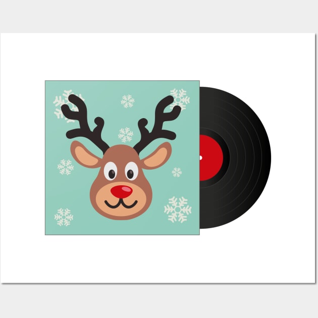 Christmas Party Vinyl Lp | Cute Deer | Xmas Music Wall Art by Fluffy-Vectors